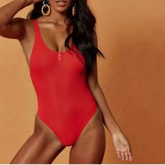 Brand New Charlie Holiday Red One Piece Swimsuit, Size 2. Incredibly Sexy And Eye Catcher, Two Bottoms In Front For Attention. Red Beachwear Bodysuit With Lined Body, Red Lined Bodysuit For Beachwear, Red Summer Party Bodysuit, Red Sleeveless Bodysuit For Beachwear, Sleeveless Red Bodysuit For Beachwear, Red Stretch Bodysuit For Poolside, Red One-piece Bodysuit For Beachwear, Red Stretch Bodysuit For Beach Season, Red Sleeveless Lined Bodysuit