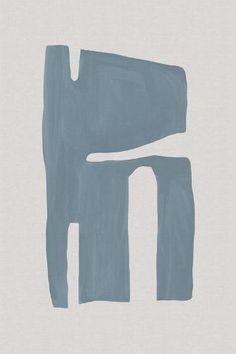 an abstract painting with blue and gray colors on a white background that resembles the shape of a chair