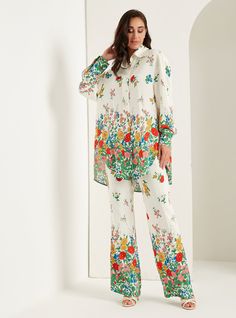 Relax Fit Trousers With Pocket Model height: 175 CM 100% Viscose Shirt Length: 82 cm Trousers Length: 105 cm 2 Piece Shirt And Trouser, Pants With Top, Moon 2024, Printed Shirt Outfit, Plus Size Wide Leg Pants, Shirt And Trouser, Plus Size Wide Leg, Co Ords Outfits, Casual Day Outfits