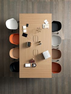 an overhead view of a table with various items on it