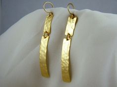 Rectangle earrings hammered gold bar earrings gold long earrings Earrings Gold Long, Curved Earrings, Gold Long Earrings, Gold Bar Earrings, Stick Earrings, Long Gold Earrings, Bar Jewelry, Rectangle Earrings, Hammered Gold