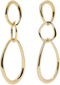 Pair of drop earrings in gold-tone brass. · Textured detailing throughout · Post-stud fastening · H3.75 x W1.5 Supplier color: Dore Chain Link Earrings, Brass Texture, Link Earrings, Isabel Marant Etoile, Isabel Marant, Chain Link, Gold Chain, Gold Chains, Gold Tones