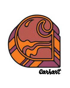 an orange and purple logo with the word carborit written in black on it