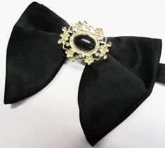 "Beautiful pre-tied and adjustable double tiered banded bow tie Velvet Will adjust from 13\" through 20\" neck. Bow dimensions 3.25\" x 4.5\". Bow tie Always made by hand and to your special order. Weddings and groups are welcome." Adjustable Butterfly Knot Bow For Black-tie Events, Adjustable Decorative Bow For Black-tie Events, Adjustable Formal Bow, Classic Black Bow With Ribbon, Adjustable Black Bow With Ribbon, Elegant Black Bow With Butterfly Knot, Adjustable Black Ribbon Bow For Black Tie Events, Female Dreads, Satin Noir