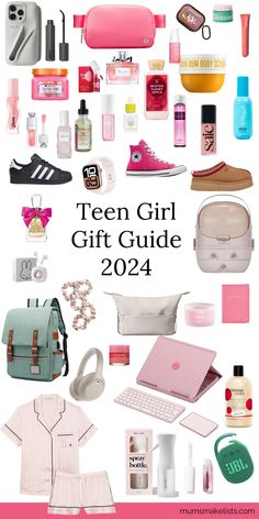 Text: Teen Girl Gift Guide 2024. Image: collage of gift ideas for teen girls 12 Year Girl Christmas Gifts Ideas, Teen Christmas List 2024, Christmas Presents Aesthetic Ideas, Ideas For A Christmas List, Christmas Wishlist Ideas College Girl, Christmas Gifts For 14-15 Girl, Gifts For That Girl, Preppy Christmas Gift Ideas