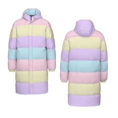 Pastel Rainbow Kawaii Clothing Aesthetic Unisex Long Puffer Jacket - Etsy