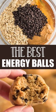 the best energy balls recipe is made with oats, peanut butter and chocolate chips