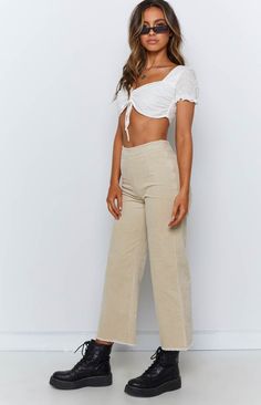 The Churchtown Pants in Beige Cord are here to make all your outfit dreams come true! Whether it’s daytime drinks with the girls or a festival you’ve got in mind, these pants will be sure to make an impact and create some serious outfit envy. We love styling this one with a bold crop, boots, gold accessories and a statement pair of sunnies!


Beige high waisted pants

Cord material

Straight leg cut

Raw frayed edge on the hem

Invisible zip up the left side

Fitted waist Beige High Waisted Pants, Serious Outfit, Size 10 Body, Outfit Pantalon, Prom Midi Dress, Summer Playsuit, Cords Pants, Make An Impact, Cute Pants