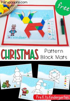 christmas pattern block mats for kids to make