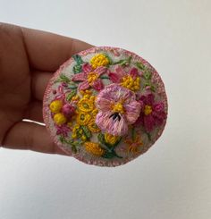 Pink And Yellow Flowers, Felt Brooch, Pink And Yellow, Girl With Hat, Spring Day, Spring Garden, Yellow Flowers, Brooch Pin, Brooches