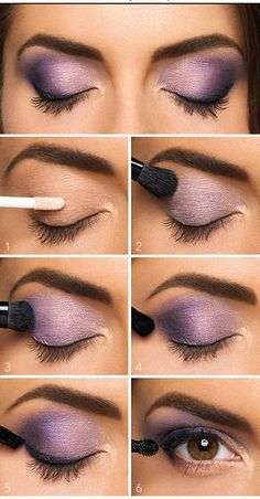 Basic Eye Makeup, Purple Smokey Eye Makeup, Eye Ideas, Eyeshadow Tutorial For Beginners, Purple Smokey Eye, Makeup Tutorial Video