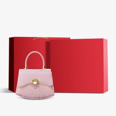 Brocade Jacquard Mulberry Silk Exquisite Handbag - SinoCultural Luxury Traditional Rectangular Bag, Luxury Silk Rectangular Bag, Luxury Elegant Pink Wallet, Elegant Pink Shoulder Bag With Round Handle, Elegant Pink Bag With Round Handle, High-end Pink Box Bag For Evening, High-end Pink Evening Box Bag, High-end Box Bag As Gift, Elegant Pink Rectangular Clutch