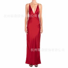 Features: Style: Sexy Occasion: Party Material: Satin Neckline: Halter Sleeve Type: Sleeveless Pattern: Solid Type: Sexy Split Front Party Dresses Season: Summer SIZE Waist Length cm inch cm inch S 74 29 118 46 M 76 30 119 47 L 78 31 120 47 XL 80 31 121 48 Red V-neck Evening Dress For Summer, Sleeveless Evening Dress With Boning, Red Satin Evening Dress For Party, Glamorous Sleeveless Evening Dress With Boning, Satin Evening Dress With Boning For Party, Sleeveless Satin Evening Dress With Boning, Red Satin Evening Dress For Night Out, Glamorous Red Evening Dress With Spaghetti Straps, Red Backless Evening Dress For Party