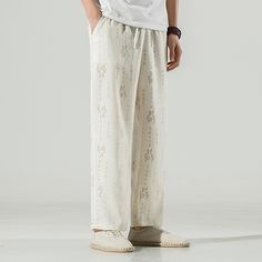 Men's Linen Pants Trousers Summer Pants Beach Pants Pleated Pants Drawstring Elastic Waist Plain Comfort Outdoor Daily Holiday Linen / Cotton Blend Fashion Casual Beige Grey Inelastic Baggy Drawstring Harem Pants For Vacation, Baggy Harem Pants With Drawstring For Beach, Baggy Drawstring Harem Pants For Beach, Baggy Drawstring Pants For Beach, Baggy Straight Sweatpants For Summer, Summer Harem Pants With Drawstring, Cotton Leisure Pants For Beach Season, Leisure Cotton Pants For Beach Season, Leisure Beach Season Cotton Pants