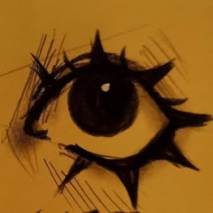 a drawing of an eye with spikes sticking out of it