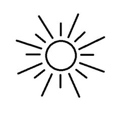 the sun with rays in black and white on a white background, it is an illustration