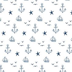 an anchor and starfish pattern on a white background