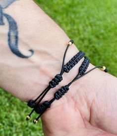 Mens Style Macrame knotted bracelet Adjustable Nylon Cord Braided Bracelets For Outdoor, Adjustable Black Bracelets For Outdoor, Adjustable Black Braided Bracelet For Outdoor, Handmade Black Nylon Cord Bracelets, Adjustable Braided Bracelets With Sliding Knot For Outdoor, Outdoor Adjustable Braided Bracelets With Sliding Knot, Adjustable Braided Bracelet With Sliding Knot For Outdoor, Handmade Black Braided Bracelets For Outdoor, Adjustable Black Paracord Braided Bracelet