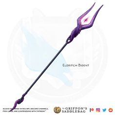 an image of a long purple stick with dragon's tail on it and the caption reads, eldrtchch bident