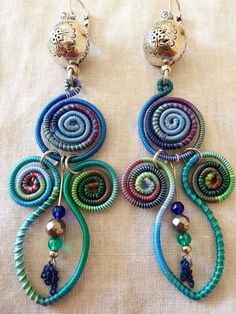 the earrings are made with colorful beads