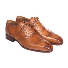 Paul Parkman Handmade Shoes Wingtip Cognac Oxfords (PM5604)-AmbrogioShoes Brown Wingtip Shoes, Cognac Shoes, Wingtip Oxford Shoes, Oxford Style, Beautiful Belts, Wingtip Oxford, Shoe Size Conversion, Goodyear Welt, Camel Color