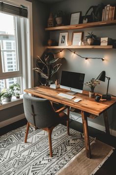 modern cozy Scandinavian Home Office2 London Home Office, Office Nook In Dining Room, Study Spare Room Ideas, Dream Home Offices, Small At Home Office, Small Study Ideas, Den Office Ideas, Home Office Scandinavian Style, Mini Home Office Ideas Small Spaces