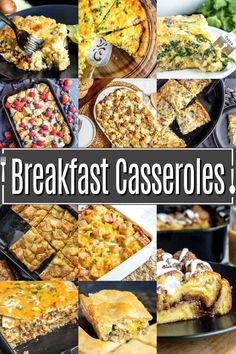 breakfast casseroles collage with text overlay