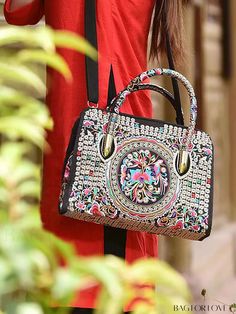 BagForLove - Exquisite Floral Embroidered Top Handle Bag - The Perfect Mothers Day Gift Product Description Color Multicolor Strap Type Double Handle Details Embroidery Pattern Type Tribal Type Top Handle Bag Closure Type Zipper Style Fashionable Features Multi-function Material Polyester Composition 100% Polyester Size Chart INCH CM Bag Length Bag Width Bag Height Handle Height Strap Length 12.6 inch 4.7 inch 8.7 inch 3.1 inch 51.2 inch Bag Length Bag Width Bag Height Handle Height Strap Length Multicolor Embroidered Rectangular Bags, Black Festival Bag With Floral Embroidery, Black Embroidered Shoulder Bag For Festivals, Black Embroidered Bags For Festivals, Multicolor Embroidered Satchel Shoulder Bag, Multicolor Embroidered Shoulder Satchel, Embroidered Top Handle Shoulder Bag, Embroidered Multicolor Satchel For Daily Use, Black Rectangular Shoulder Bag For Festivals