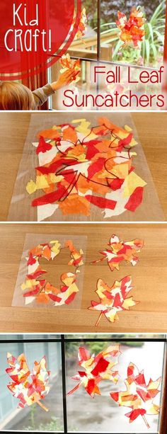 fall leaf sun catchers made out of paper leaves