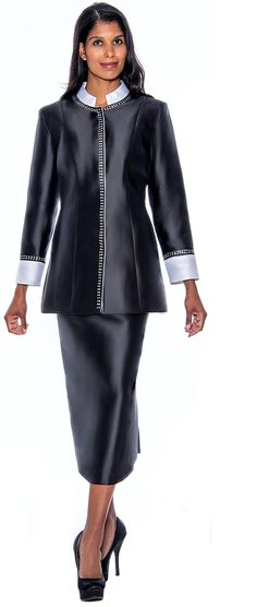 GMI 9142 2 piece Clergy Skirt Suit Colors: Black, White Sizes: 6, 8, 10, 12, 14, 16, 16W, 18, 18W, 20W, 22W, 24W, 26W, 28W, 30W Black Sets For Semi-formal Fall Occasions, Tailored Black Sets For Fall, Black Skirt Suit For Semi-formal Fall Events, Elegant Black Set For Fall, Elegant Black Sets For Fall, Black Semi-formal Sets For Spring, Black Skirt Suit For Fall Semi-formal Events, Tailored Black Sets For Spring, Black Fitted Skirt For Semi-formal Occasions