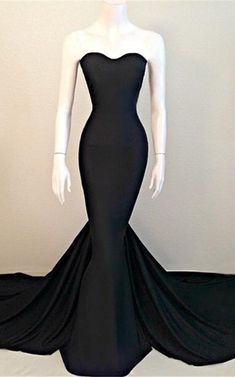 Black Prom Dresses Mermaid, Prom Gown For Teens, Black Mermaid Prom Dress, Sweetheart Evening Dress, Sweep Train Prom Dress, Evening Dress Long, Sweetheart Prom Dress, Black Prom Dress, Black Prom