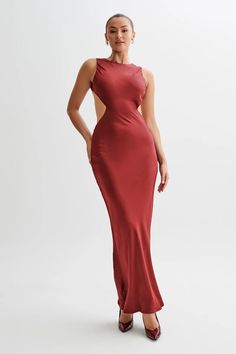 Electra Satin Cut Out Maxi Dress - Berry – MESHKI U.S Satin Backless Maxi Dress For Night Out, Satin Maxi Dress With Ruched Back For Gala, Satin Maxi Dress With Side Slits For Evening, Satin Maxi Dress With Side Slits For Night Out, Cowl Back Maxi Dress For Date Night, Date Night Maxi Dress With Cowl Back, Evening Satin Maxi Dress With Ruched Back, Satin Maxi Dress With Ruched Back For Evening, Satin Maxi Dress With Back Opening For Night Out