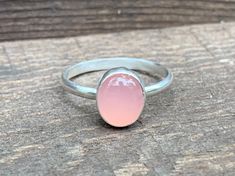 Soft Elegant Romantic Pink or Aqua Blue Oval Chalcedony Sterling Silver Ring | Pink Chalcedony Ring | Blue Chalcedony Ring | Solitaire Ring by GildedBug on Etsy Oval Pink Opal Gemstone Rings, Pink Oval Stackable Jewelry, Pink Oval Stackable Rings, Pink Oval Opal Ring In Sterling Silver, Pink Oval Moonstone Ring In Sterling Silver, Pink Oval Moonstone Ring, Pink Oval Opal Ring For Gift, Pink Oval Cabochon Opal Ring, Blue Chalcedony Ring