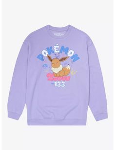 a purple sweatshirt with an image of a pokemon on it