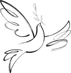 two birds flying next to each other on a white background with the words peace written in blue ink