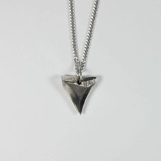 Silver Shark Tooth Pendant in Sterling SIlver Karina Halle, Shark Tooth Pendant, Silver Shark, Tooth Pendant, Georgetown Tx, Mens Silver Necklace, Shark Tooth, Geometric Form, Shark Teeth