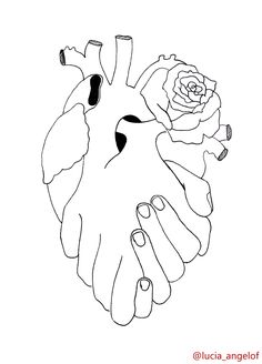 a drawing of a human heart with flowers on it