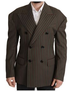 Dolce & Gabbana Striped Double Breasted Blazer1 Striped Outerwear With Double Button Closure For Business, Formal Striped Blazer With Button Closure, Striped Formal Blazer With Button Closure, Striped Double-breasted Long Sleeve Blazer, Striped Double-breasted Outerwear For Business, Business Striped Double-breasted Outerwear, Striped Long Sleeve Blazer With Double Button Closure, Classic Striped Outerwear With Double Button Closure, Formal Striped Outerwear With Button Closure