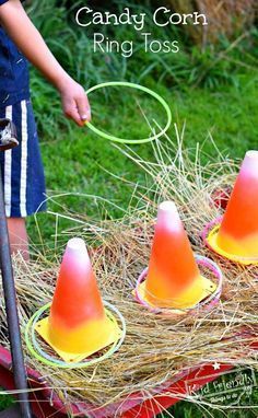 candy corn ring toss game for kids to play in the yard or on the lawn