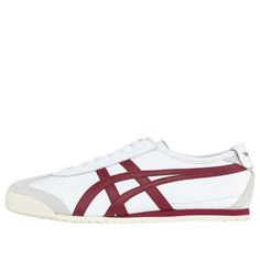 Onitsuka Tiger Mexico 66 D4J2L-0125 (SNKR/Light/Casual/Unisex/Low Top/Breathable) White Retro Sneakers With Contrast Sole, Retro White Sneakers With Contrast Sole, Retro White Sneakers With Rubber Sole, Retro Low-top Sneakers With Leather Sole, Retro Leather Sneakers With Red Sole, Asic Tiger Onitsuka Women, Mexico 66 Onitsuka, Sneakers Onitsuka Tiger, Osaka Tiger Shoes