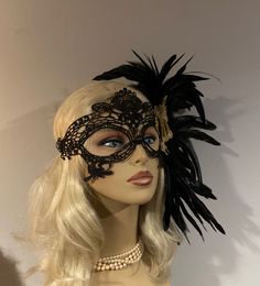 "Black Lace Masquerade Mask with Feathers with Antique Gold Flower Masquerade Ball, Women's Lace Mask, Wedding Masquerade Masks, Bridal Mask Beware of cheap imitations that use glue! This is an original design by IceGreenEyes. Stiffened and lace mask will not sweat your face like the cheap plastic ones. The mask is also shaped so you have lots of room around the eyes instead of a skinny slice. These masks are hand stitched, not held together with sticky glue that will heat up and fall apart befo Wedding Masquerade, Mask With Feathers, Lace Masquerade Mask, Lace Masquerade Masks, Bridal Mask, Masked Ball, Masquerade Masks, Lace Mask, Masks Masquerade