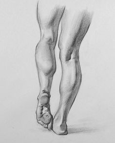 a pencil drawing of a person's legs and feet