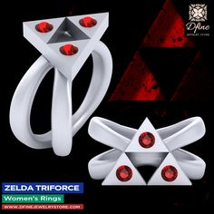 the zelda triforce ring is designed to look like it has three red stones