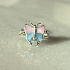 New With Tags. Marked 925. Available In Multiple Sizes. Dainty Pastel Jewelry As Gift, Dainty Pastel Jewelry Gift, Dainty Pastel Jewelry For Gift, Pastel Dainty Jewelry For Gift, Personalized Pink Ring For Birthday, Personalized Pink Birthday Ring, Multicolor Hallmarked Rings For Gifts, Hallmarked Pink Ring Jewelry, Silver Butterfly Jewelry For Birthday