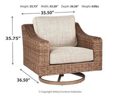 an image of a wicker chair with measurements for the seat and backrests