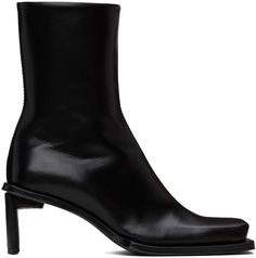 Handcrafted ankle-high buffed lambskin boots in black. · Square toe · Zip closure at inner side · Elasticized gusset at collar · Memory foam insole · Vegetable-tanned buffed leather lining · Rubber injection at covered block heel · Rubber injection at vegetable-tanned leather sole · Heel: H2.25 in Supplier color: Black Miista Boots, Miista Shoes, Black Square, Designer Boots, Vegetable Tanned Leather, Sonic, Block Heels, Apparel Accessories, Memory Foam