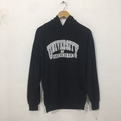 "*ITEM: Vintage 90s University Of Birmingham Small Vintage 1990s University OF Birmingham Hoodie Sweater Size S *ITEM DETAILS: 👇🏻 Please be aware that all vintage items will usually show a few signs of wear or fading due to age, but anything visible such as stains or holes, and serious flaws have been photographed.For any further information on this item please contact us and we will be happy to help. *SIZE: SMALL *ACTUAL SIZE MEASUREMENT: 👇🏻 *PIT TO PIT(WIDTH):22\"INCHES *LENGTH(FROM SHOULD University Of Birmingham, University Hoodie, Mens Hoodies, Hoodie Pullover, Hoodie Sweater, Birmingham, Sweater Hoodie, Varsity Jacket, Pullover Hoodie