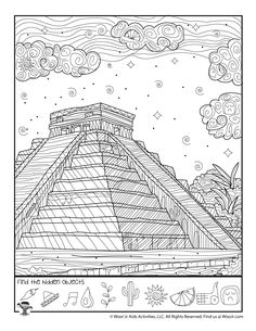 the great pyramid coloring page for adults and children to color in with their own pictures