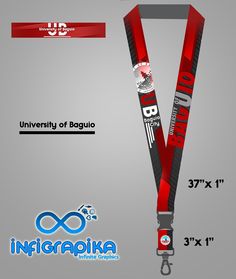 the lanyard strap is red and black with an interfapida logo on it