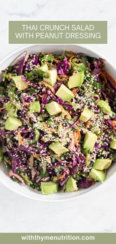 a white bowl filled with coleslaw and avocado